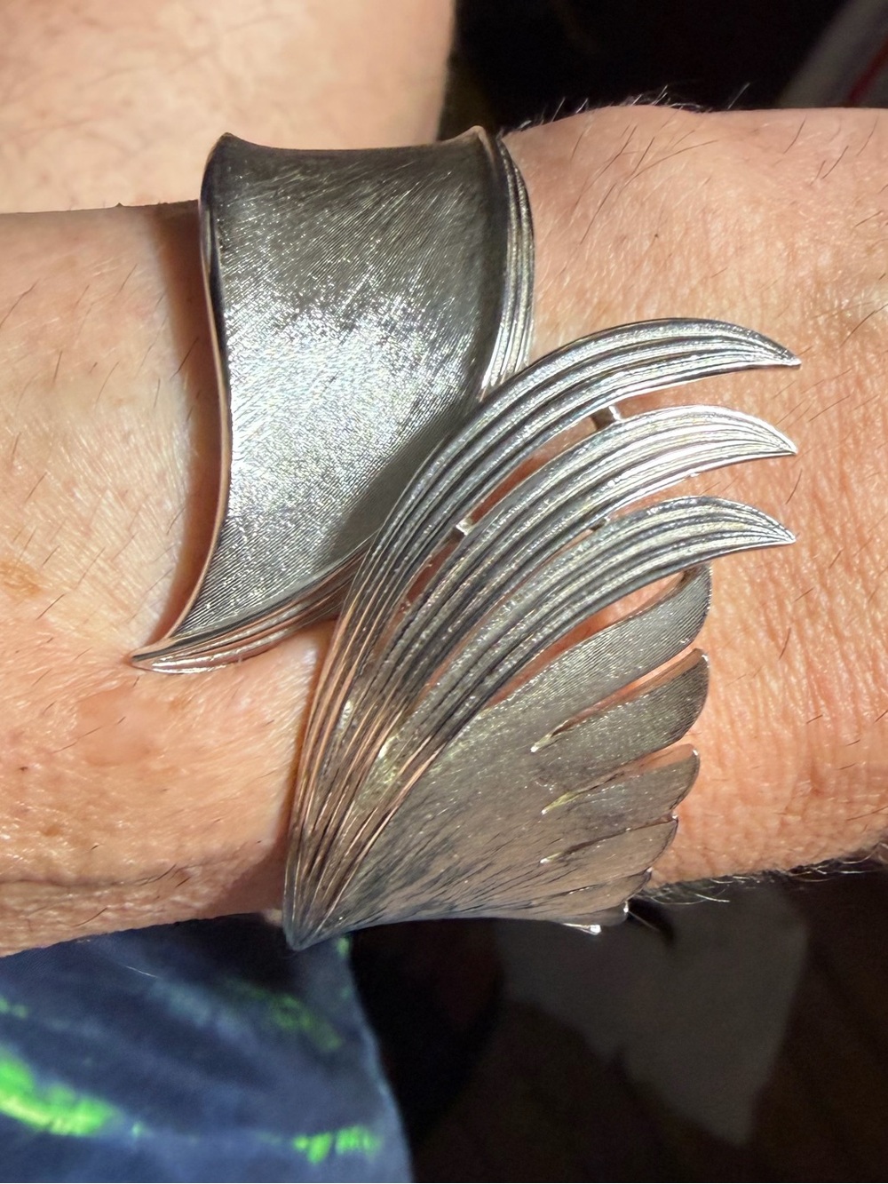 Vintage Silver Tone Wing Cuff Bracelet